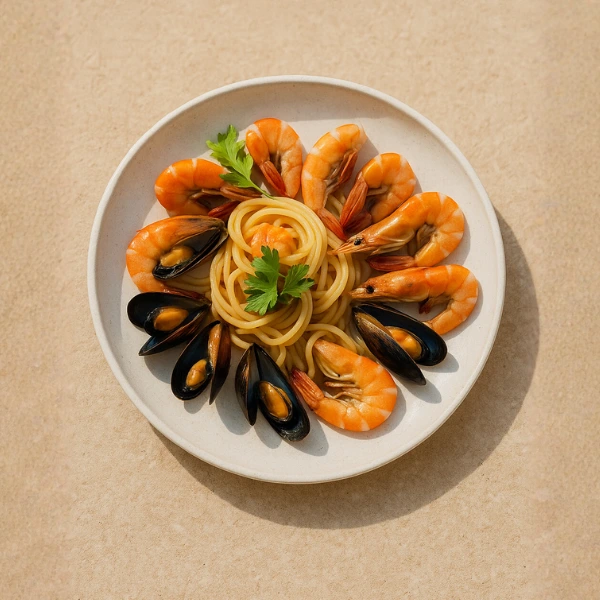 Teller mit Fisch aus einem Restaurant auf Mallorca an der Costa de la Calma