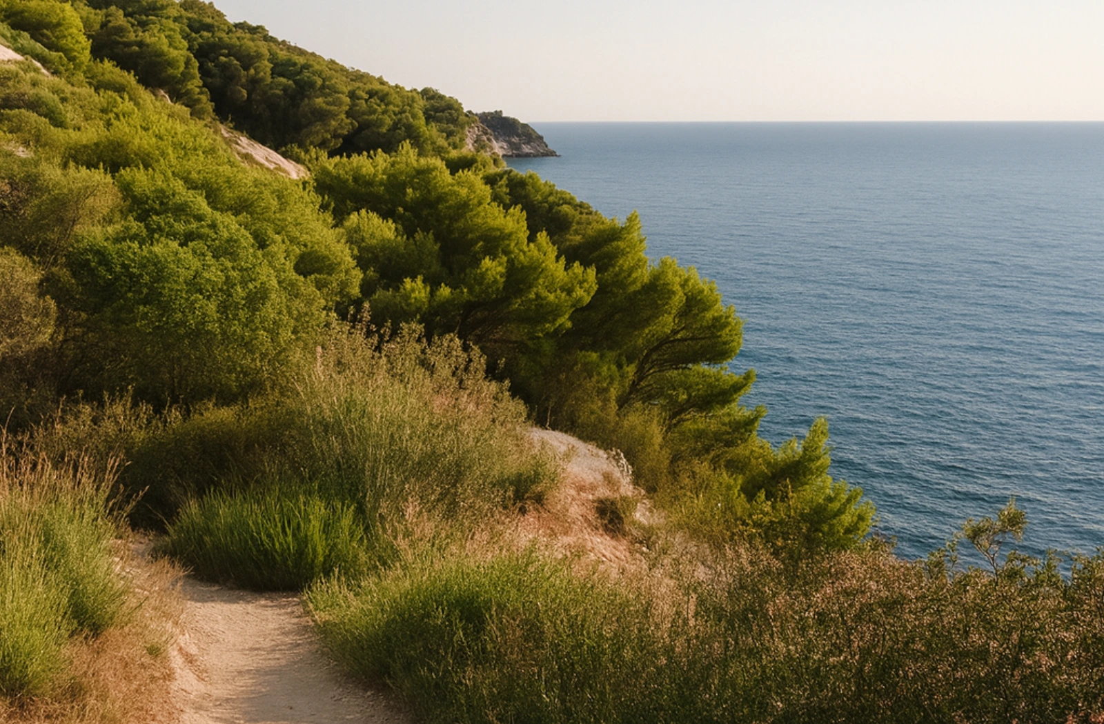 Wanderweg am Meer entlang mit Blick auf Meer auf Mallorca