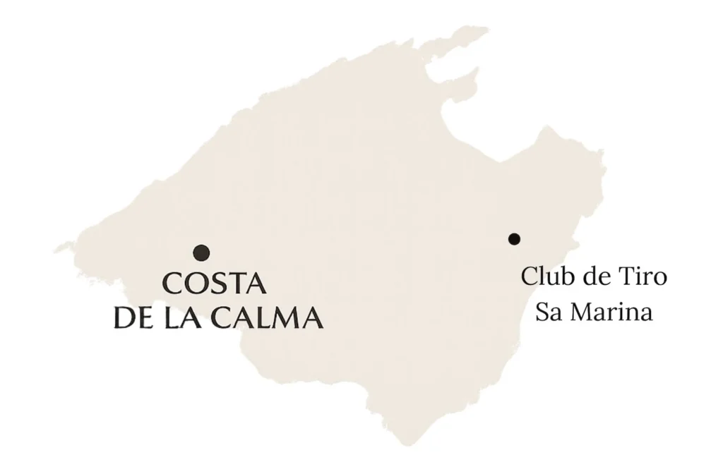 Landkarte von Mallorca mit Position des Skketclubs Club de Tiro sa Marina auf Mallorca